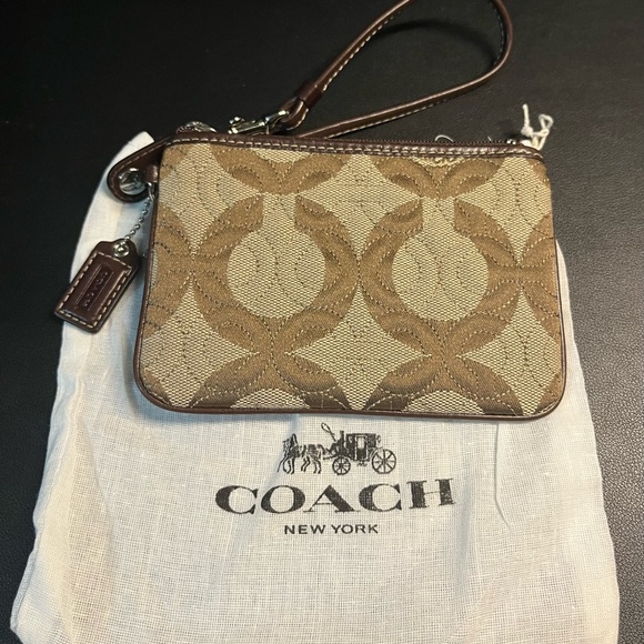 Coach Brown Wristlet Bag with Dust Bag. NWOT